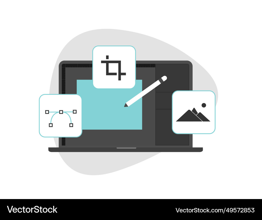 Laptop displays with ui design programs Laptop displays with ui design programs vector image