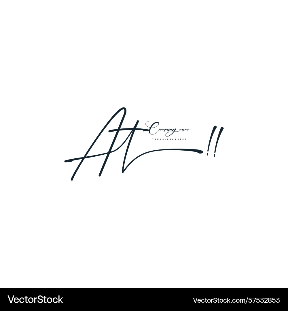 Minimal signature logo design with at initials Vector Image