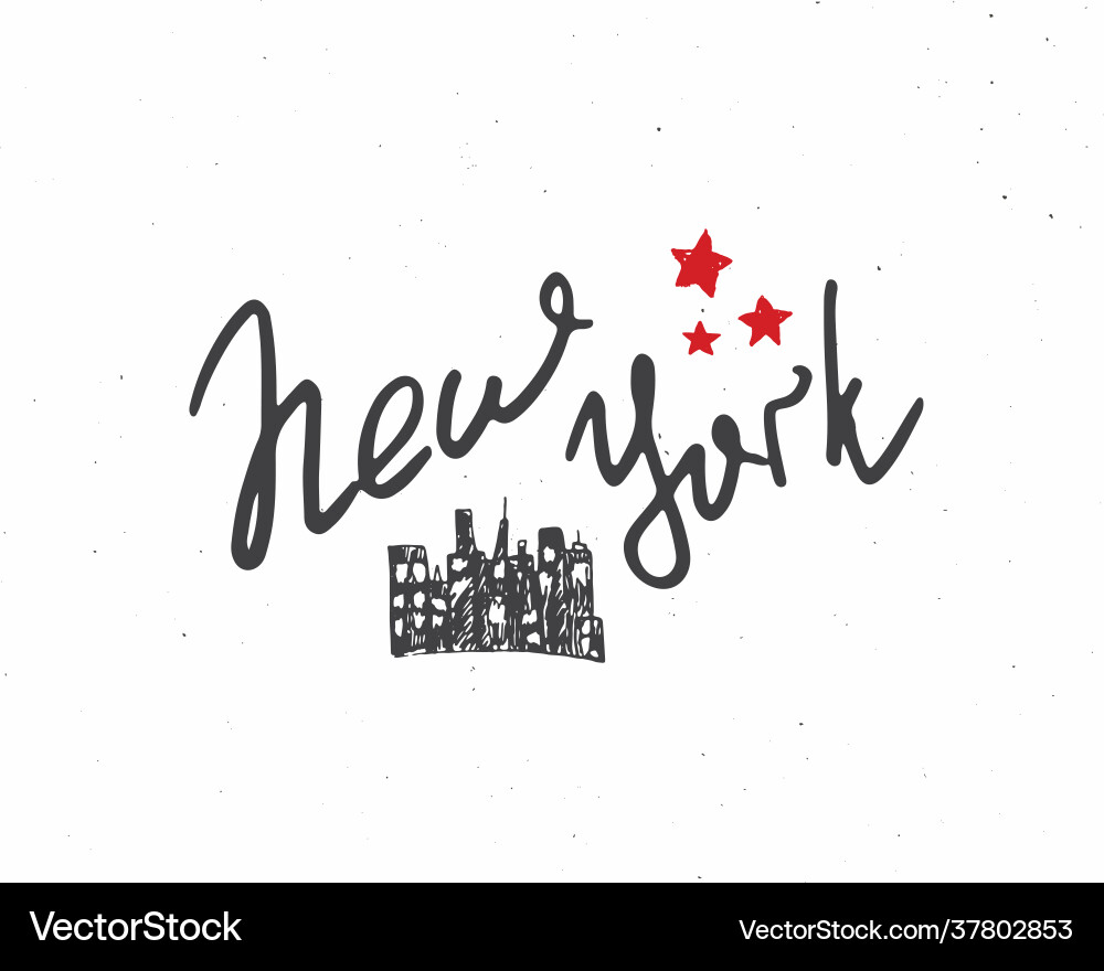 New york lettering handwritten sign hand drawn New york lettering handwritten sign hand drawn Vector Image