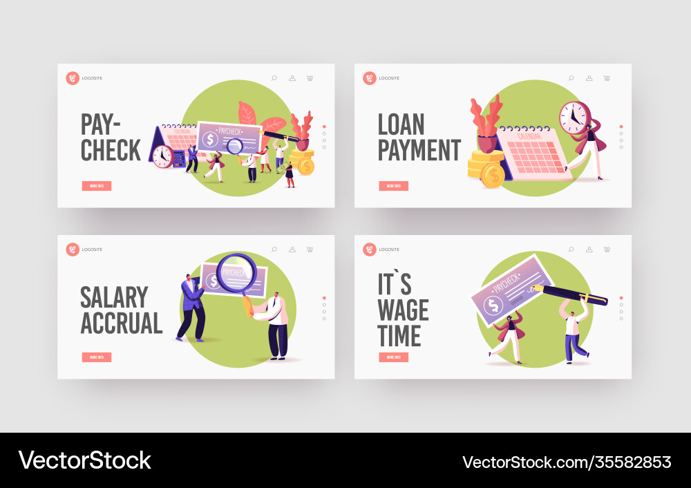 People get and signing paycheck landing page People get and signing paycheck landing page vector image