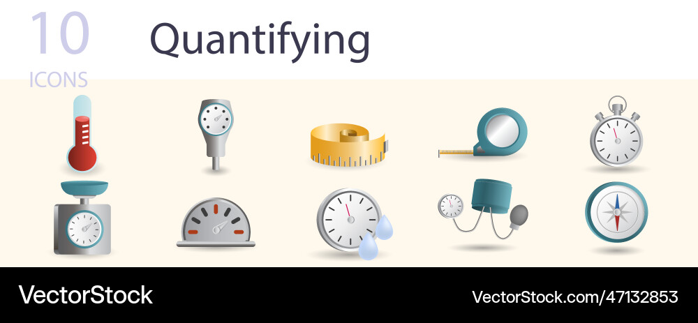 Quantifying set creative icons thermometer depth Vector Image