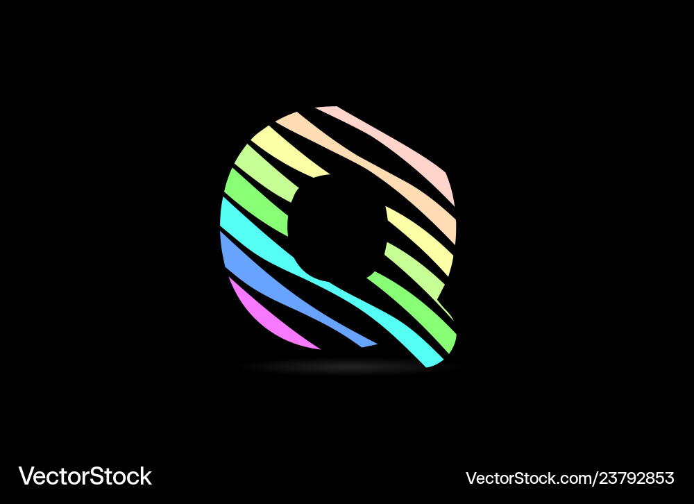 Rainbow q alphabet letter stripes logo icon design Vector Image