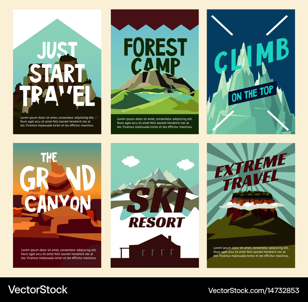 Reisen Berglandschaft Plakate vektorbild