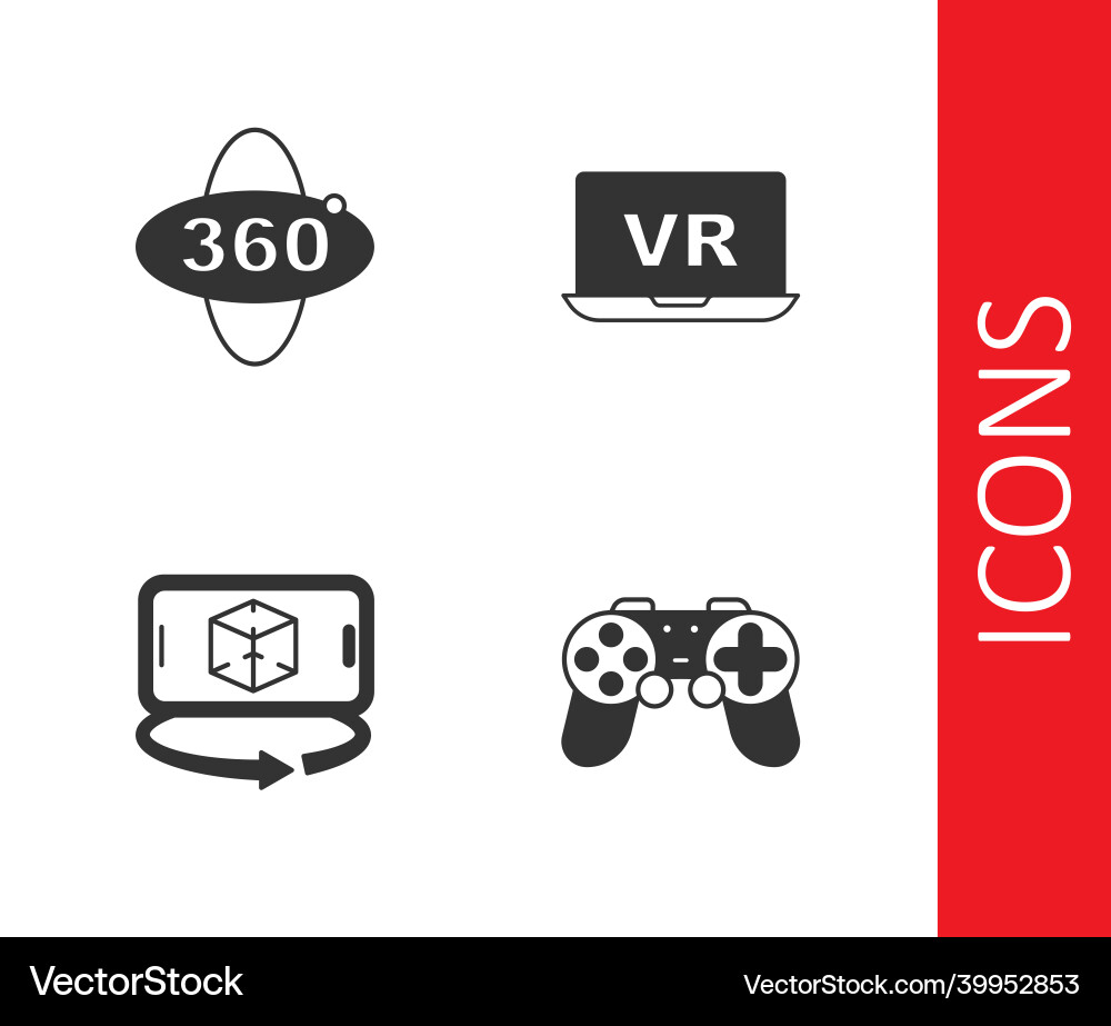 Set gamepad 360 degree view 3d modeling Vector Image