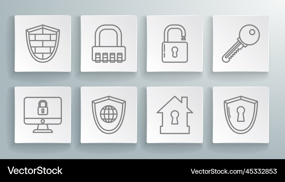 Set line lock on computer monitor screen safe Set line lock on computer monitor screen safe vector image