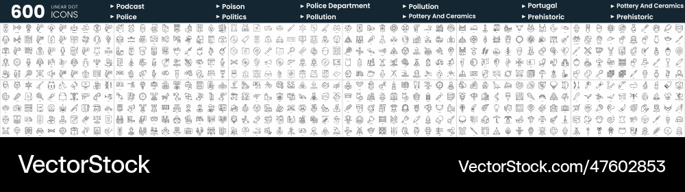 Set of 600 thin line icons in this bundle include Set of 600 thin line icons in this bundle include vector image