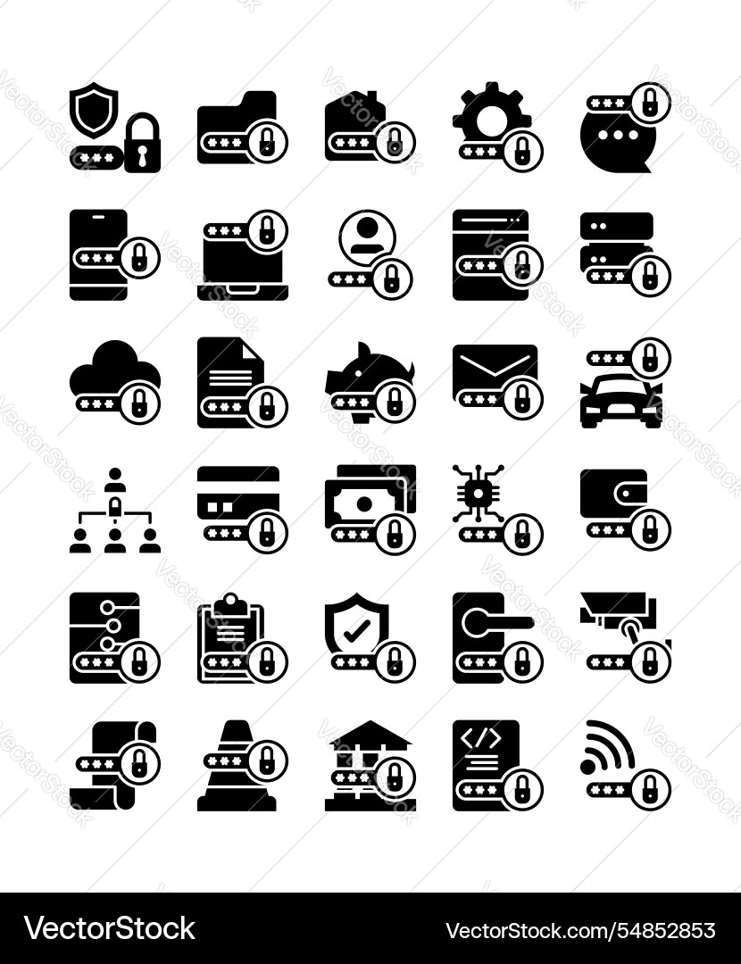 Set of lock security protection decoration Vector Image