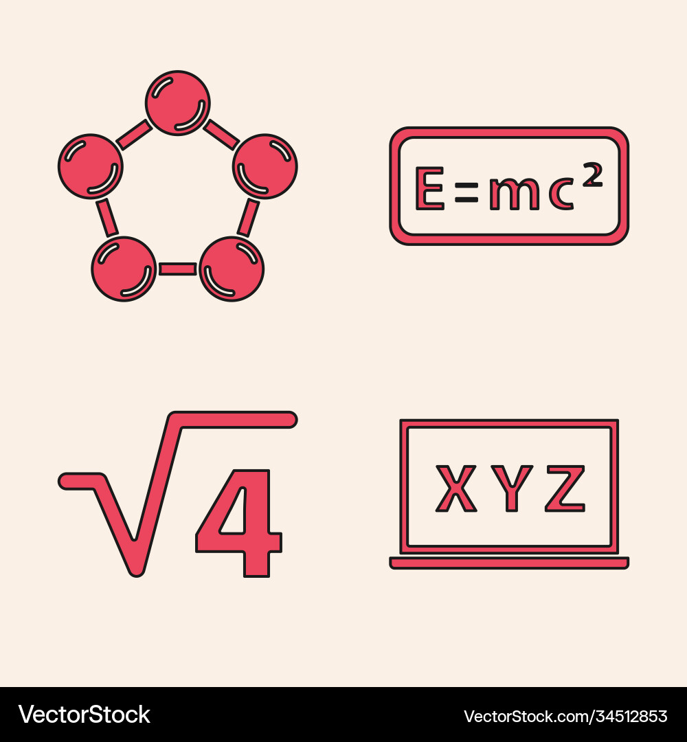 Set xyz coordinate system molecule equation Set xyz coordinate system molecule equation vector image