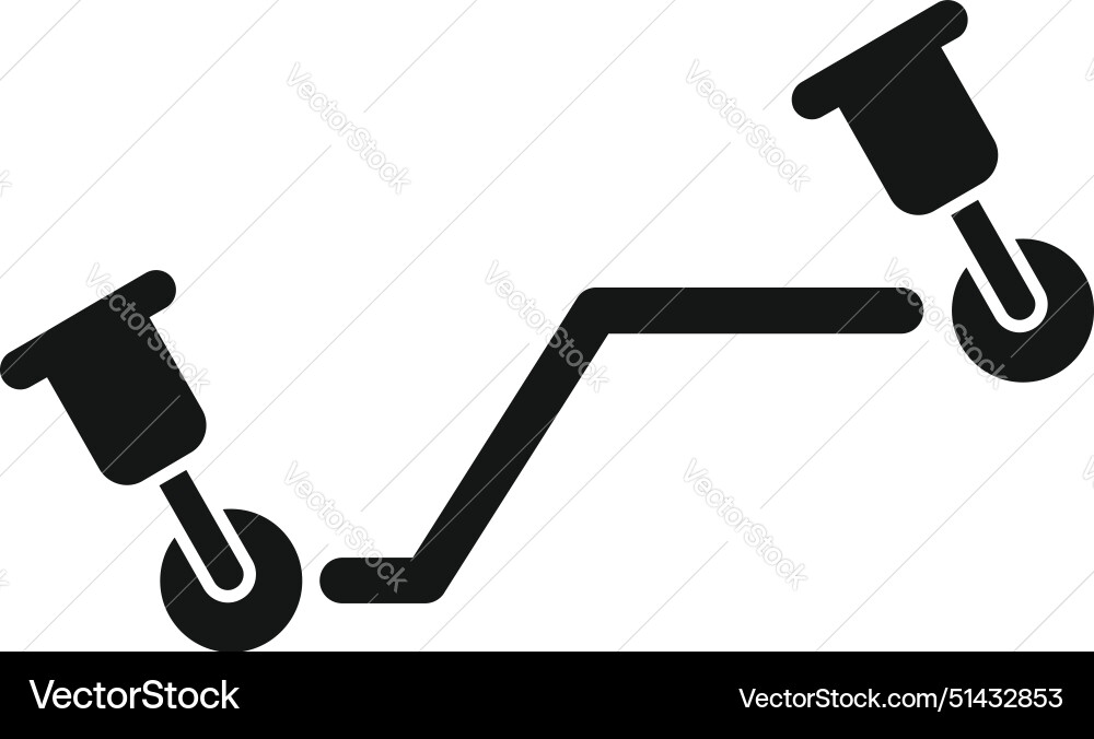 Simplistic icon of pushpins on a line graph Simplistic icon of pushpins on a line graph vector image