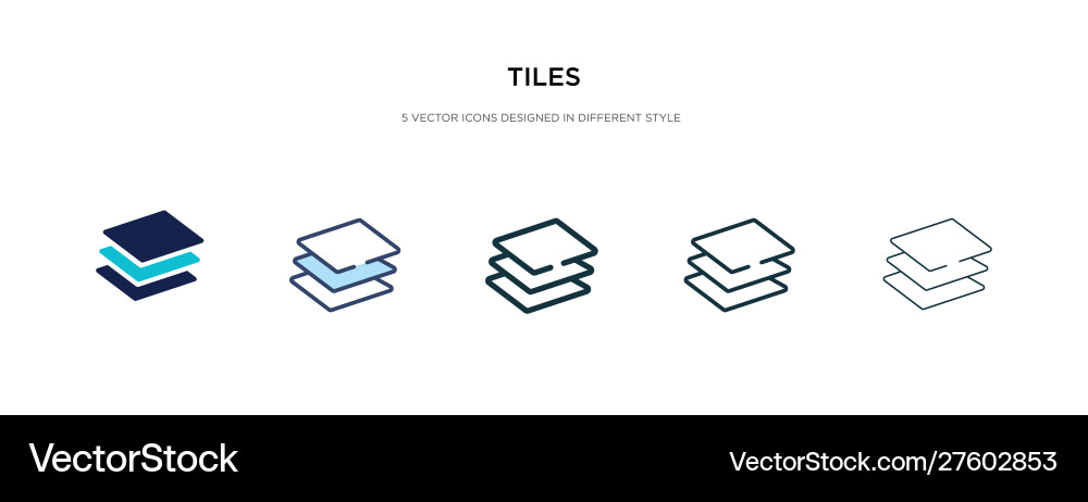 Tiles icon in different style two colored vector image