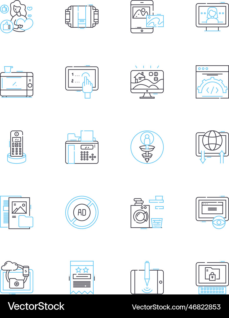 Web interface linear icons set navigation Web interface linear icons set navigation vector image