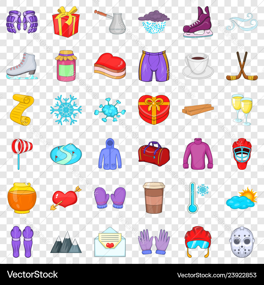 Winter frost icons set cartoon style Winter frost icons set cartoon style vector image