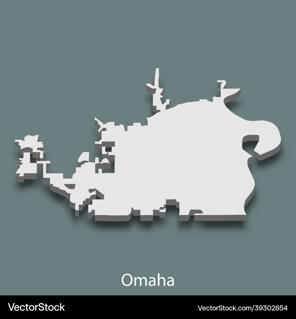 3d isometric map of omaha is a city united 3d isometric map of omaha is a city united vector image