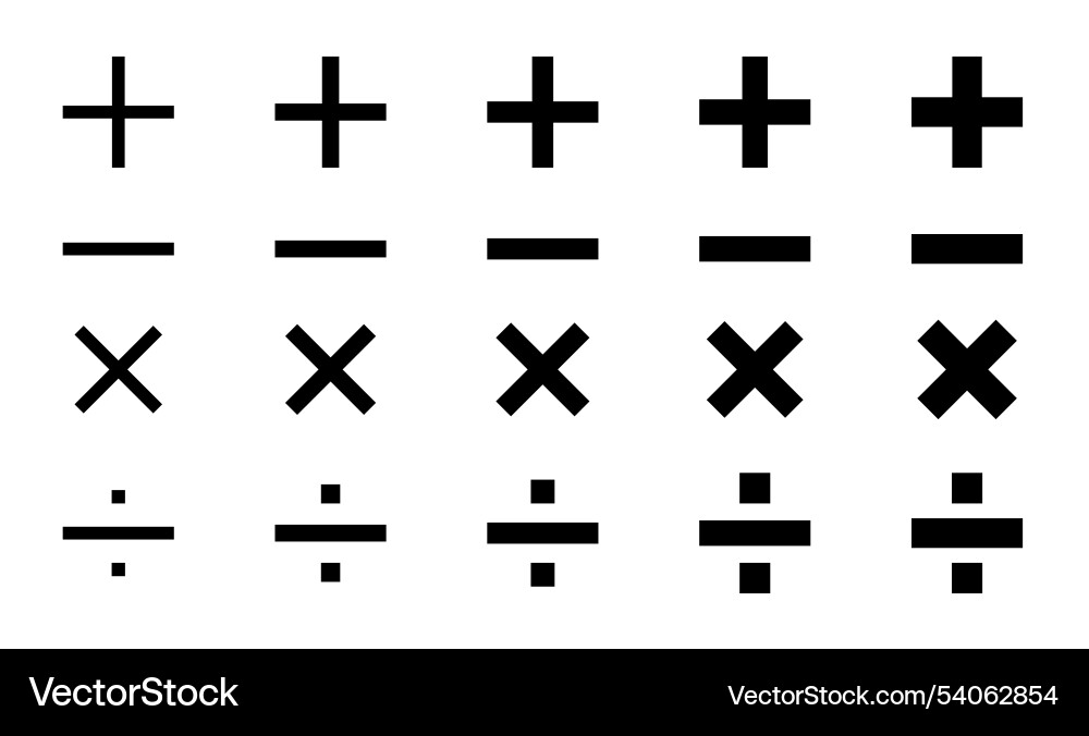 A series of mathematical symbols including plus A series of mathematical symbols including plus vector image