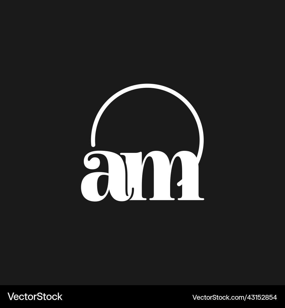 Am logo initials monogram with circular lines Am logo initials monogram with circular lines Vector Image