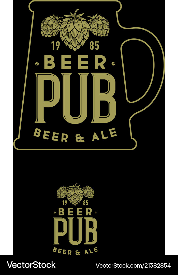Craft Bier Pub Emblem Tasse Schild Hopfen Kegel und Craft Bier Pub Emblem Tasse Schild Hopfen Kegel und vektorbild