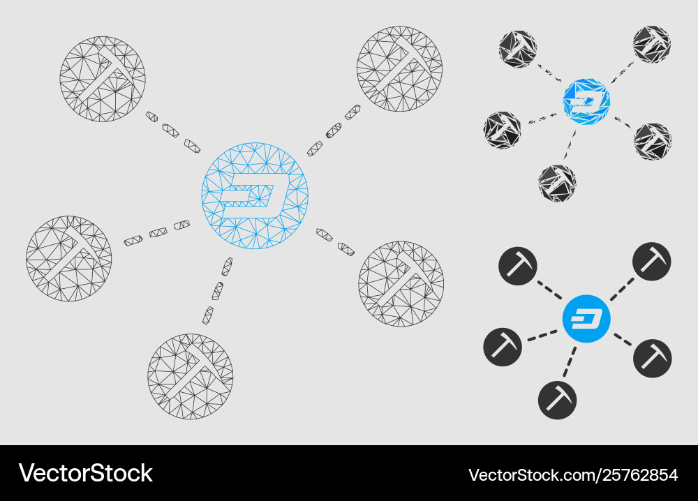 Dash mining network mesh model Dash mining network mesh model vector image