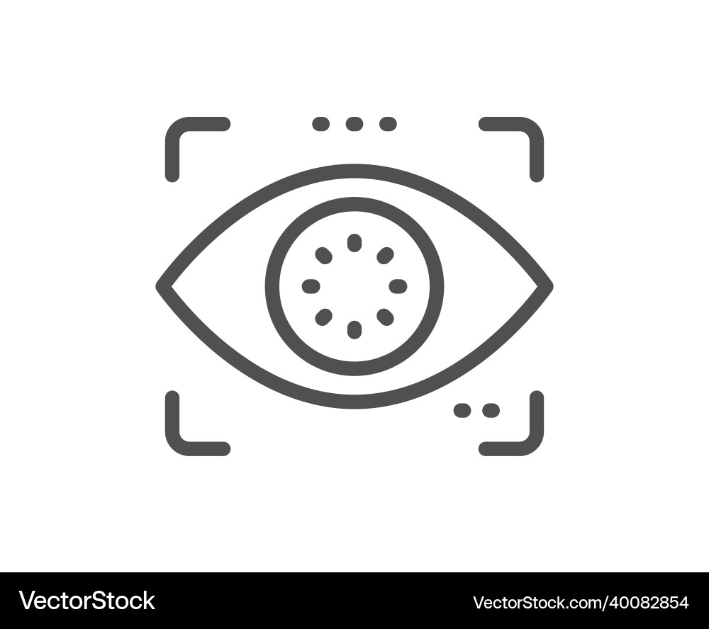Eye detect line icon retina scan sign Eye detect line icon retina scan sign vector image