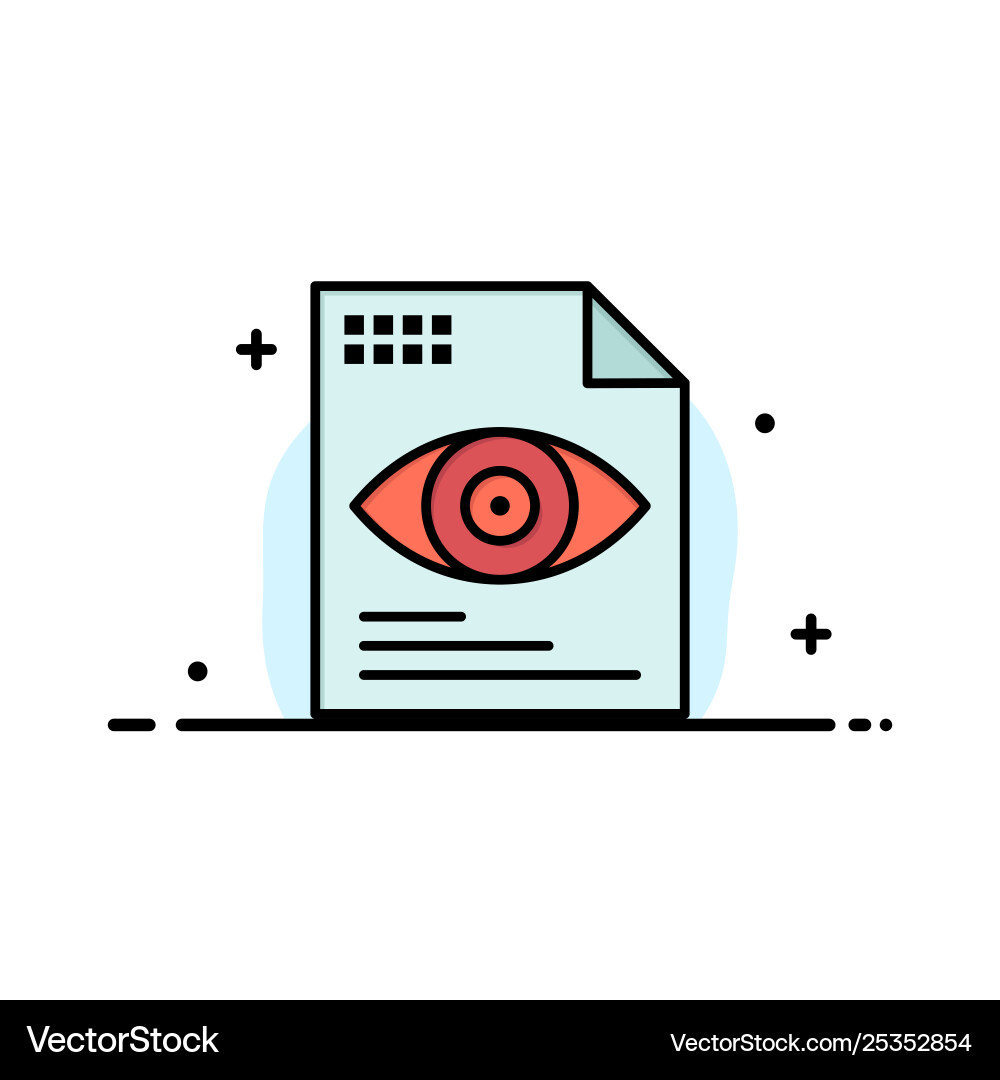 File text eye computing business flat line filled Vector Image