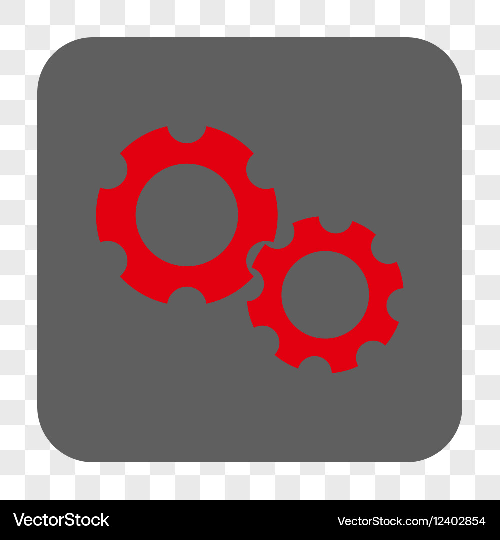 Gears rounded square button vector image