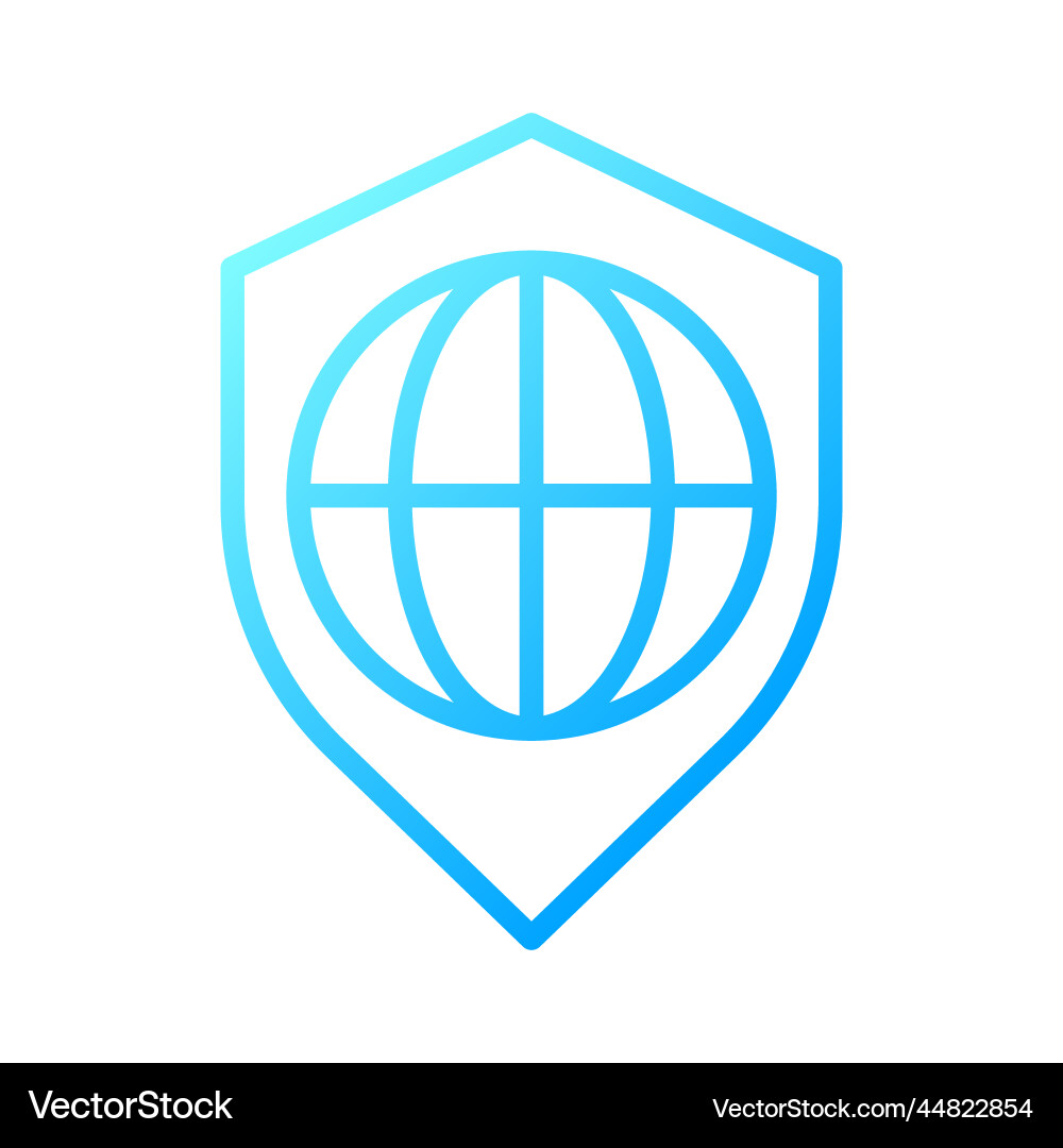 Global security pixel perfect gradient linear icon Global security pixel perfect gradient linear icon vector image