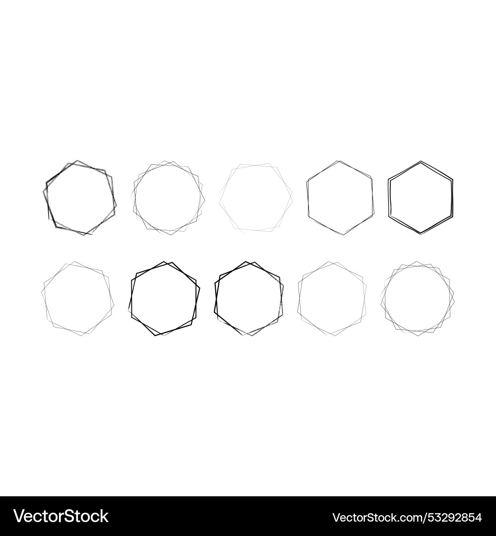 Hexagon grunge texture element frame border shape Hexagon grunge texture element frame border shape vector image