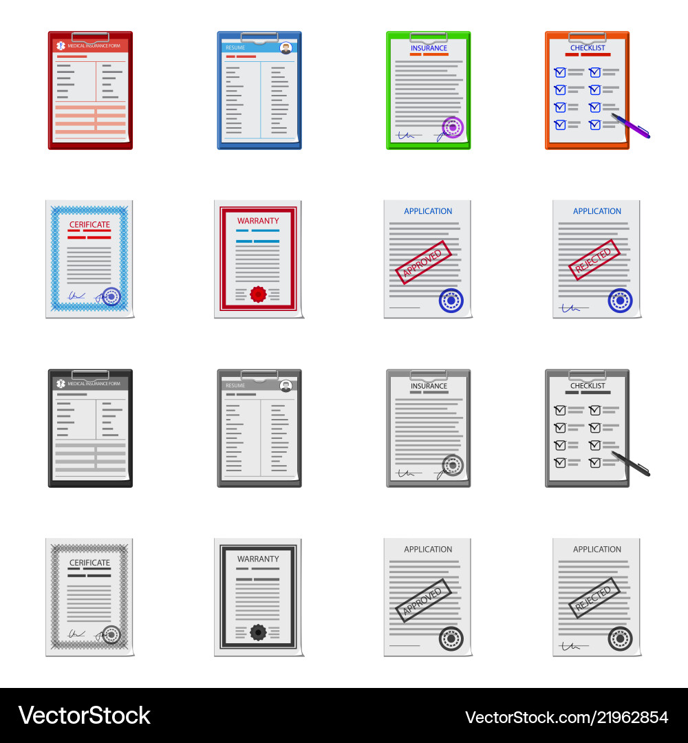 Isolated object of form and document logo set Isolated object of form and document logo set vector image