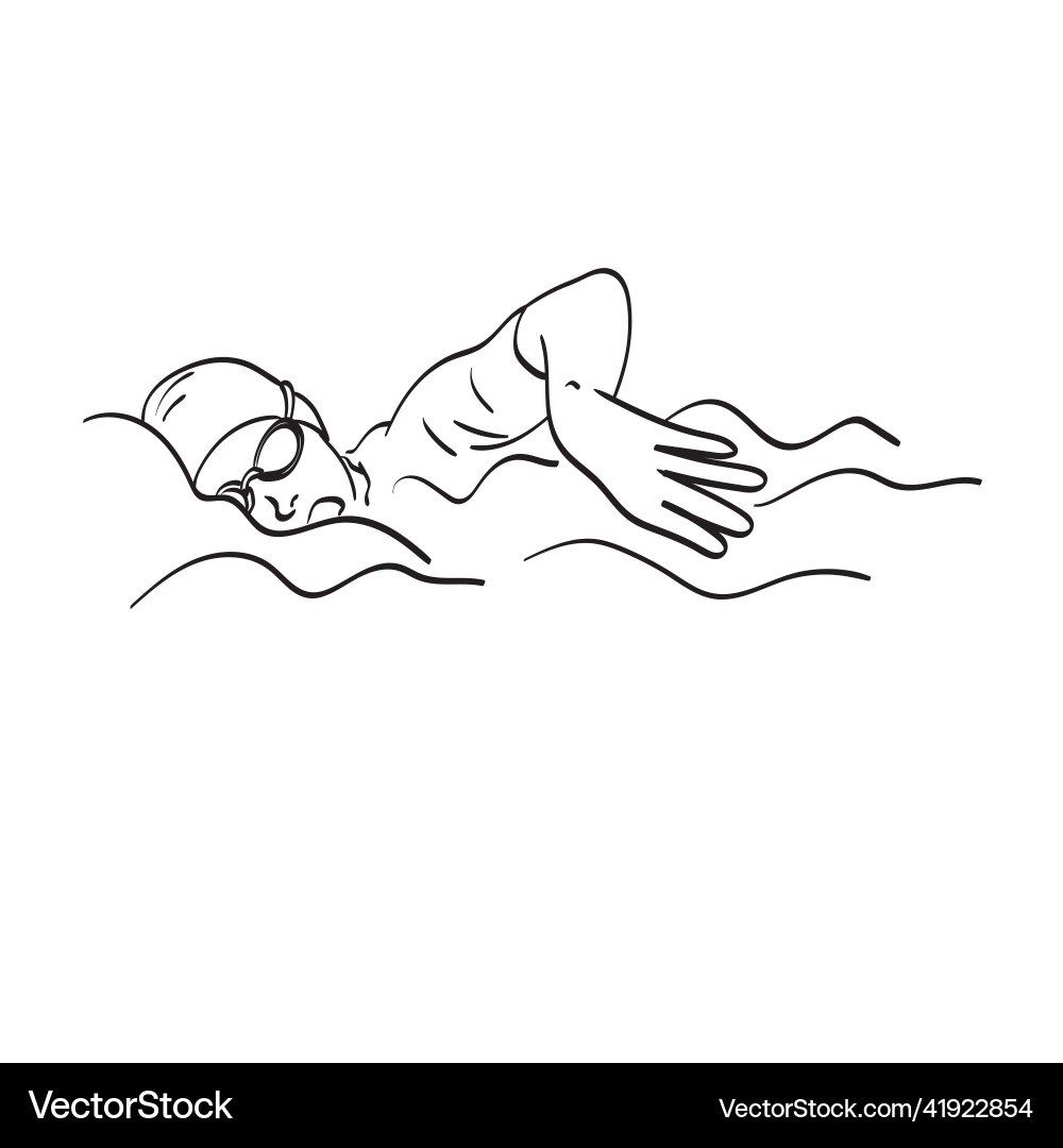 Line art closeup woman swimming hand Line art closeup woman swimming hand vector image
