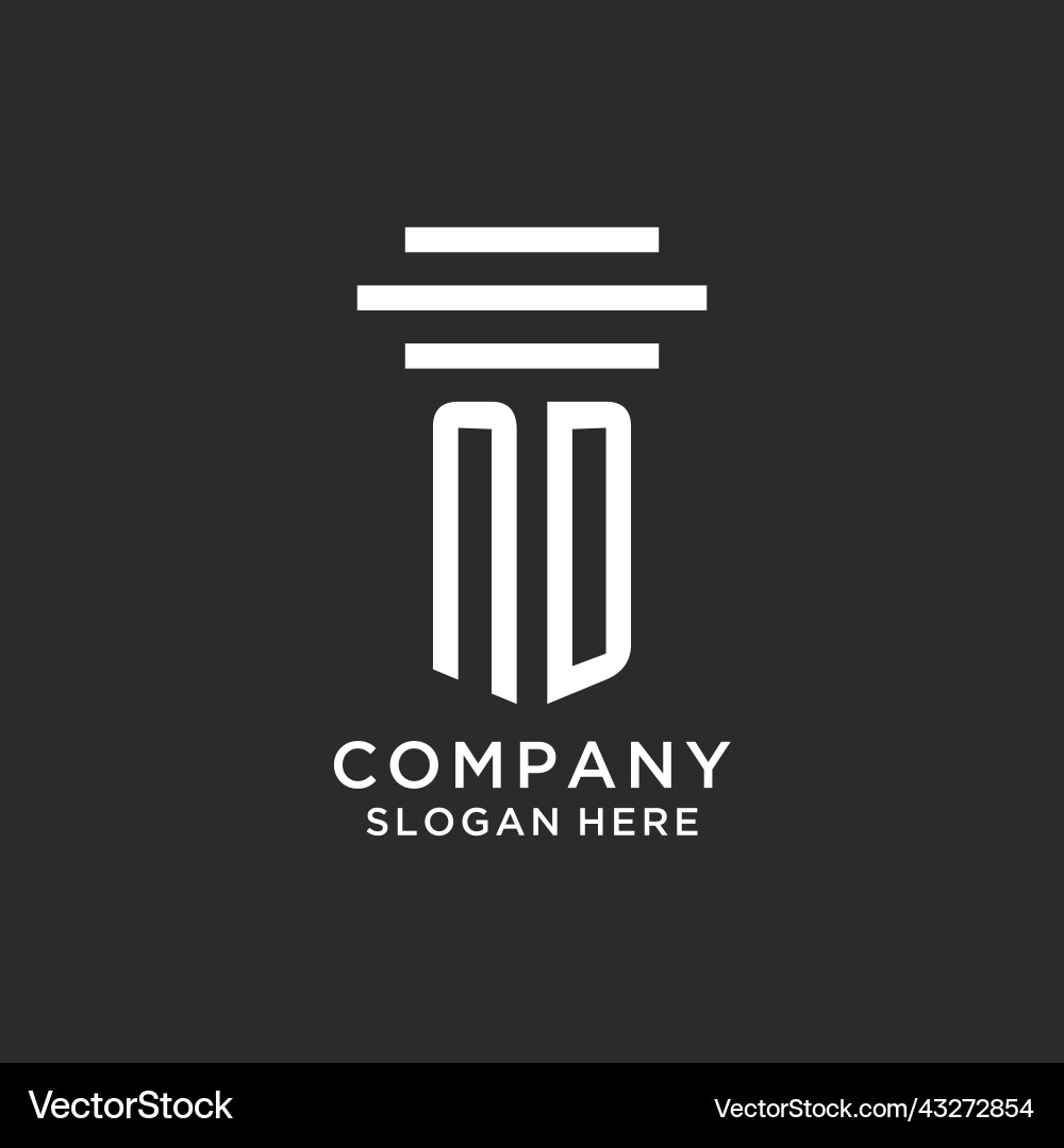 Nd initials with simple pillar logo design vector image