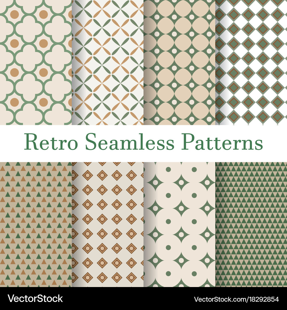 Set 8 seamless patterns retro Vector Image