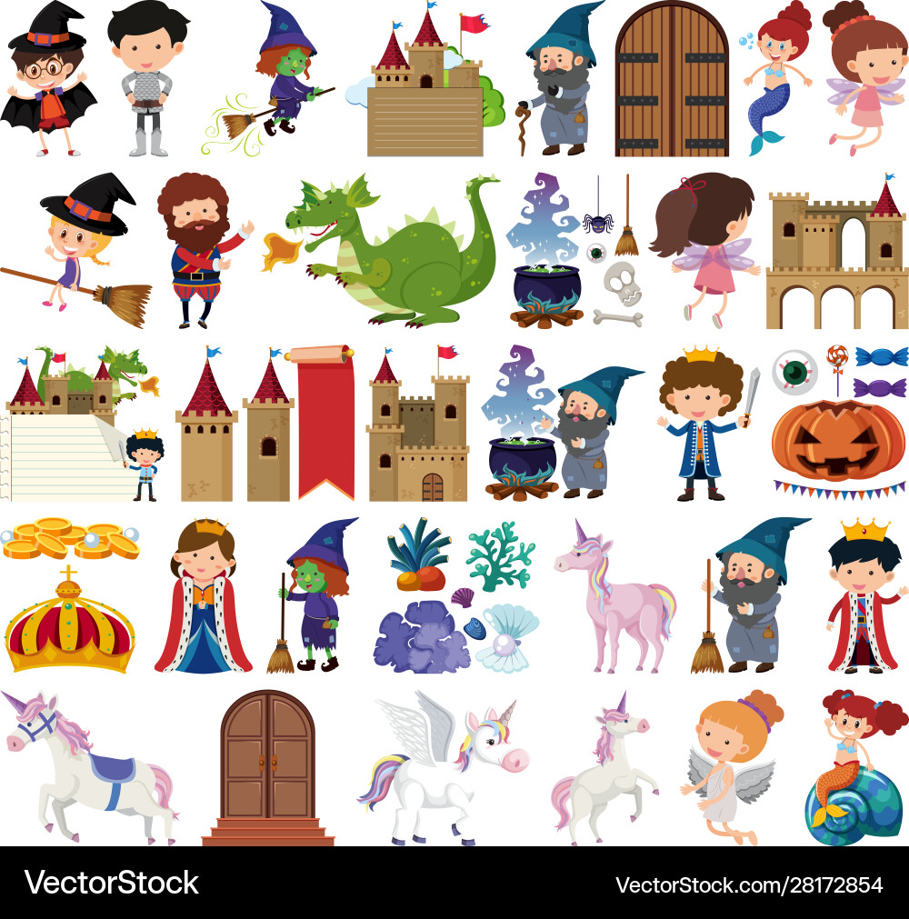 Set isolated objects theme fairytale Vector Image