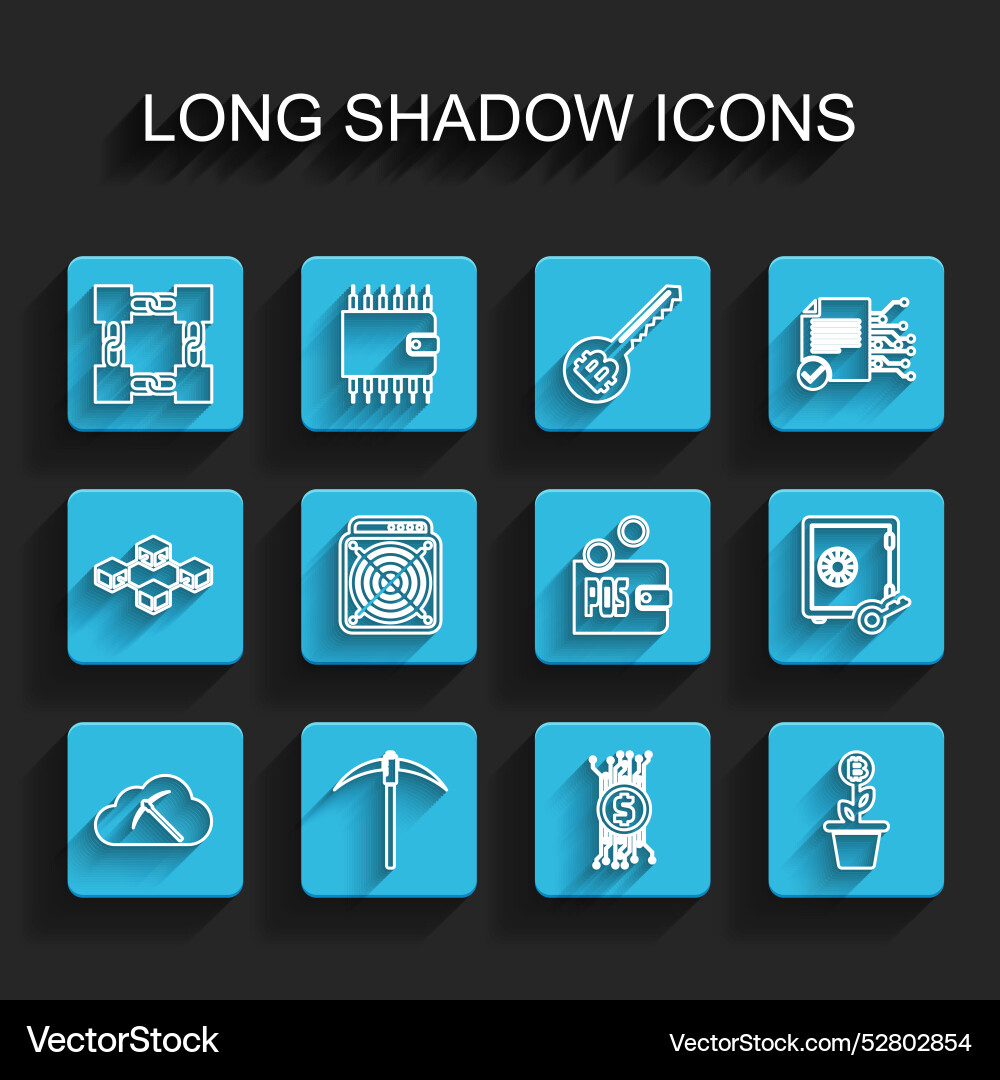 Set line cryptocurrency cloud mining pickaxe Set line cryptocurrency cloud mining pickaxe vector image
