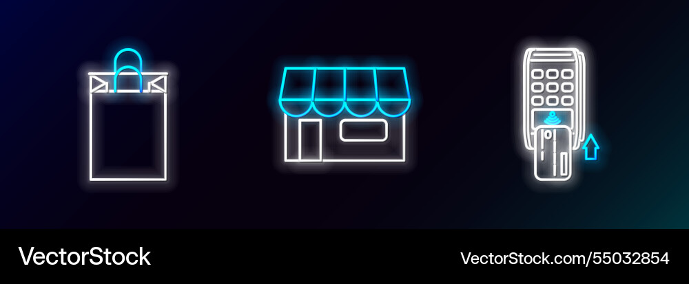 Set line pos terminal with inserted credit card Vector Image