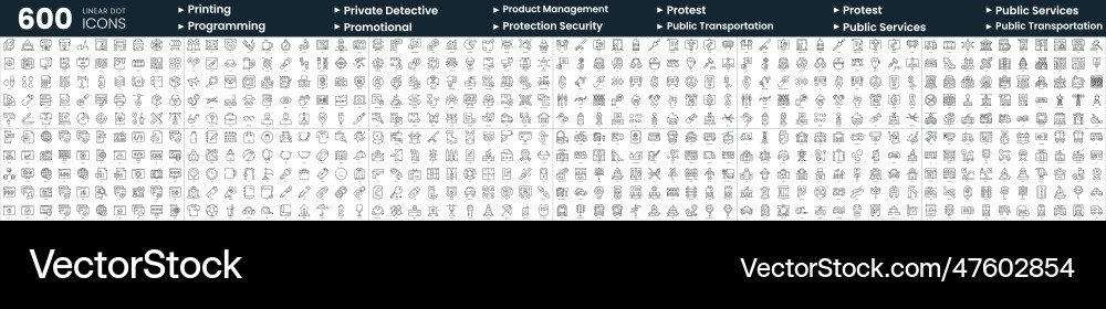 Set of 600 thin line icons in this bundle include vector image