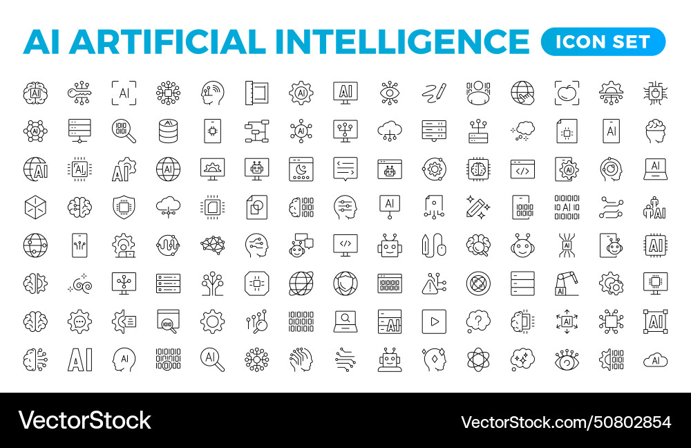 Set of ai artificial intelligence icon Set of ai artificial intelligence icon vector image