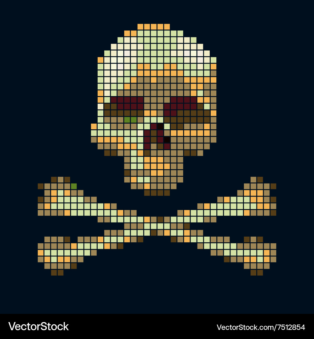 Skull and crossbones collected from pixels vector image