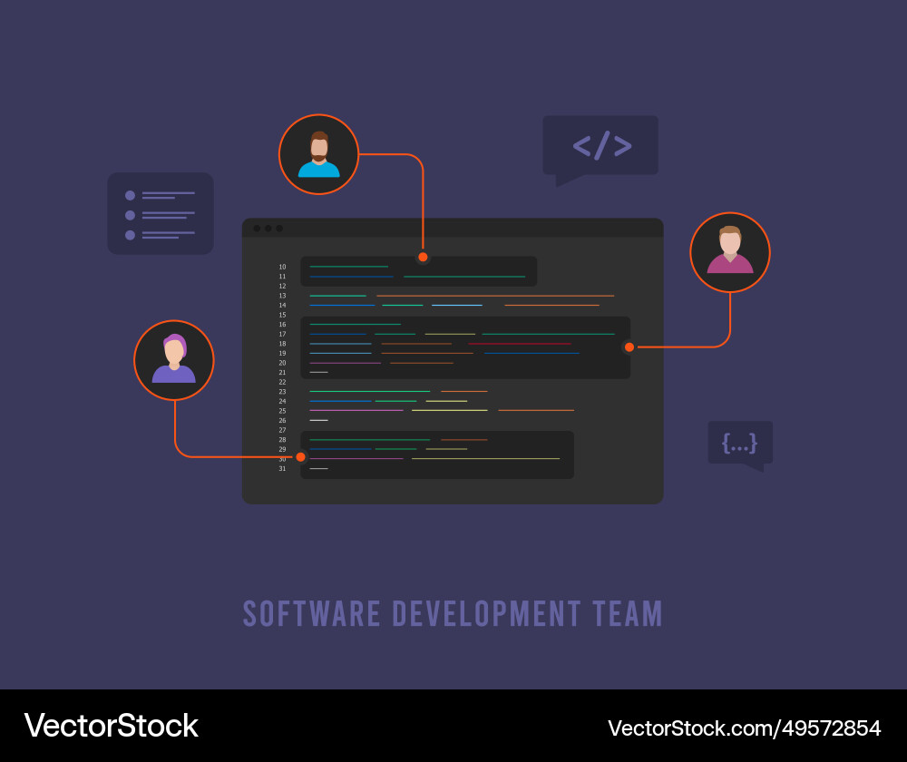Software developer team collaboration concept Vector Image