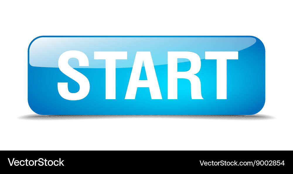Start blue square 3d realistic isolated web button vector image