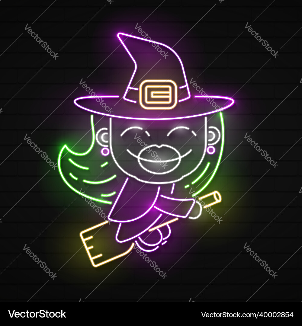 Witch neon sign luminous signboard with sorceress Witch neon sign luminous signboard with sorceress vector image