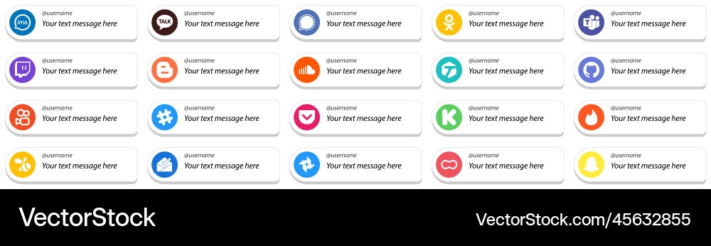 Card style follow me icons with customizable Vector Image