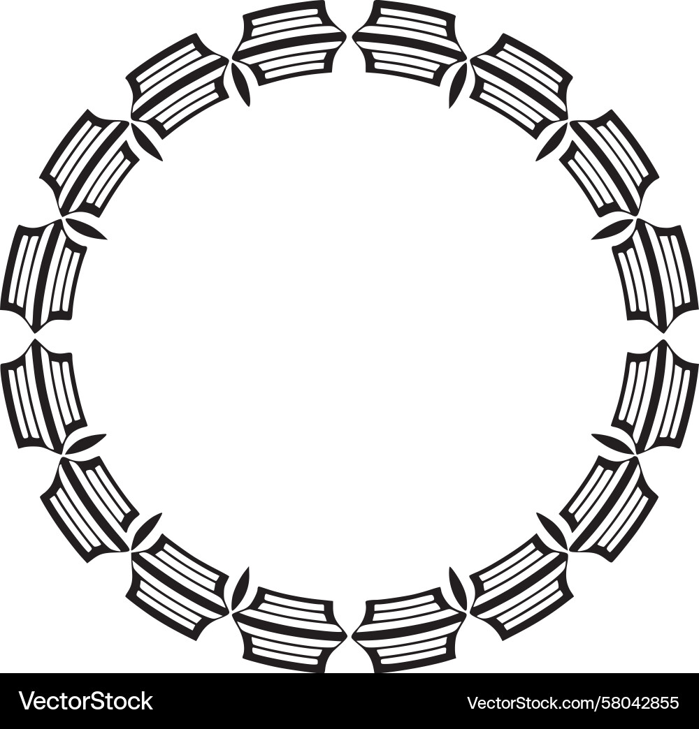Circular Book Frame - Minimalist Pattern Vector Image