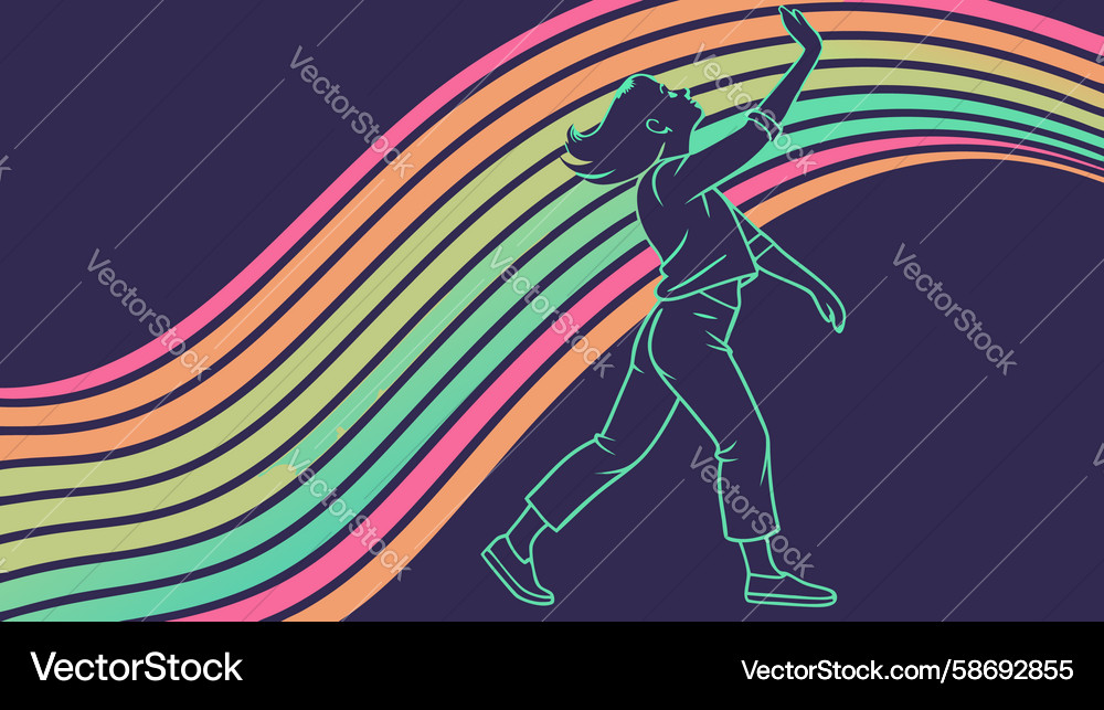 Dynamic figure running with abstract wavy lines Vector Image