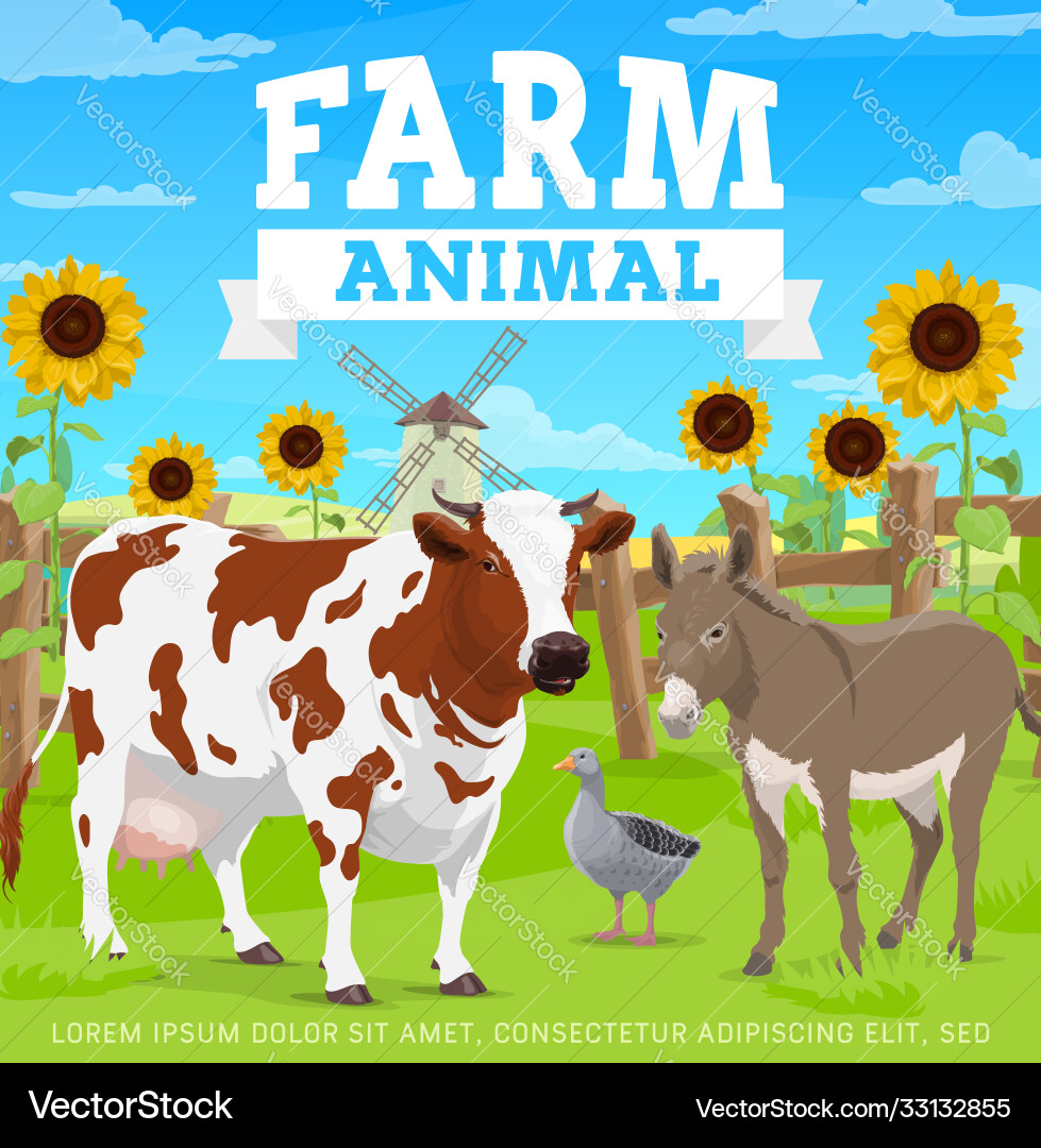 Farm animals agriculture gardening and farming vector image