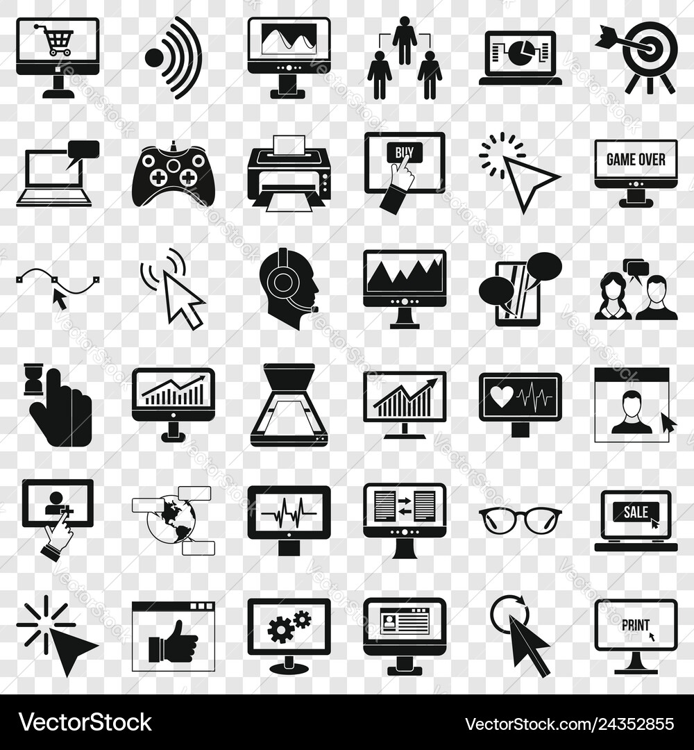 Internet icons set simple style Internet icons set simple style vector image