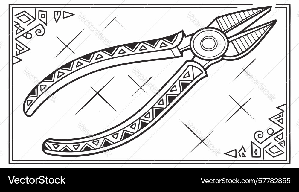 Pliers tool with abstract geometric pattern Vector Image
