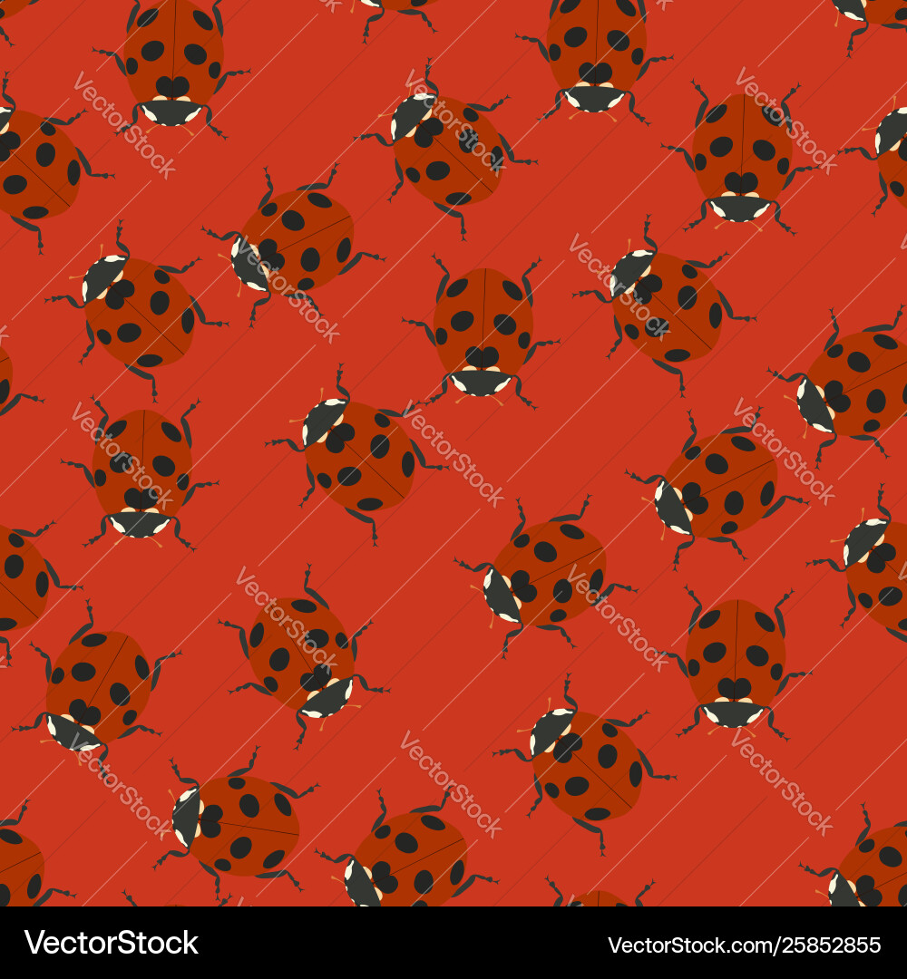 Red seamless pattern with ladybugs Red seamless pattern with ladybugs vector image