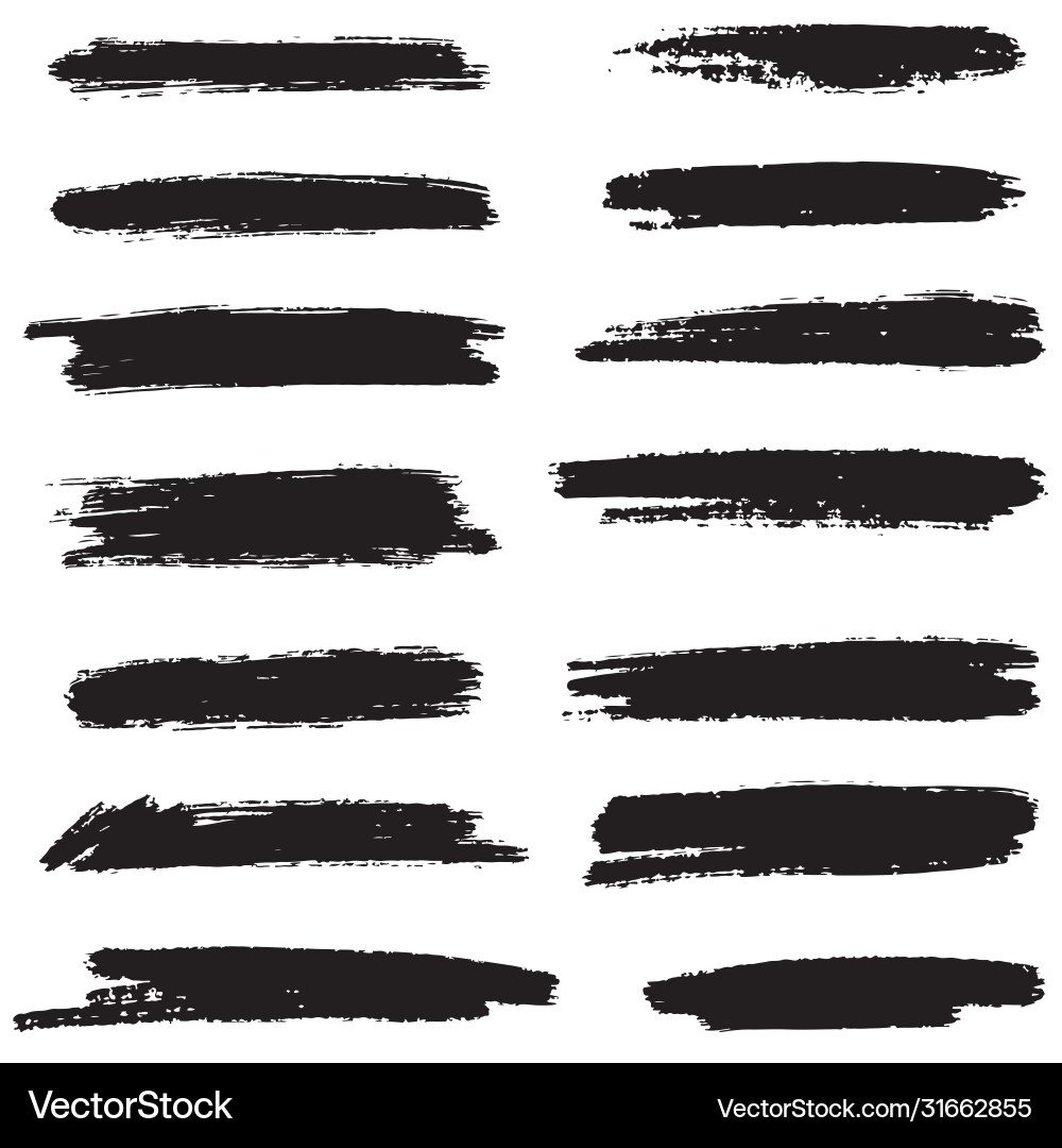 Set brush strokescollection vector image