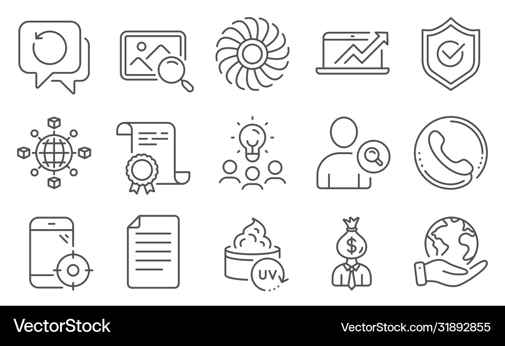 Set business icons such as fan engine sales Vector Image
