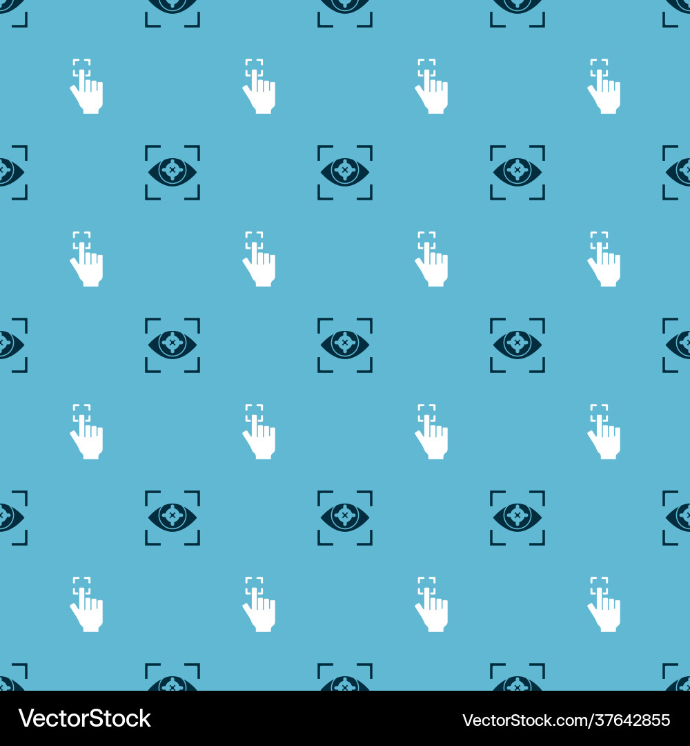 Set eye scan and fingerprint on seamless pattern Set eye scan and fingerprint on seamless pattern Vector Image