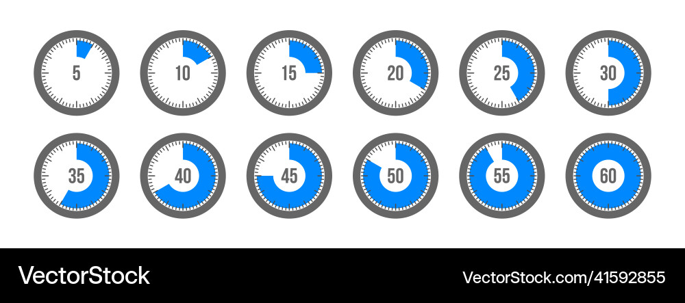 Timer clock stopwatch icon set label preparation Timer clock stopwatch icon set label preparation vector image